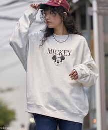 Disney | 別注 Mickey Mouce /ミッキーマウス/ディズニー/ FacePrint /裏起毛クルーネックスウェット /ユニセックス(限定展開(スウェット)