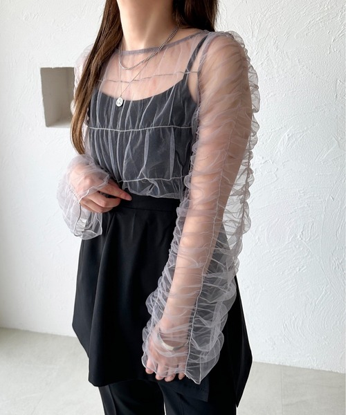 apres jour mignon（アプレジュールミニョン）の「チュールトップス【ZOZOTOWN限定アイテム】（シャツ/ブラウス・レディース・ブラック/グレー・X-LARGE/フリー）」の11枚目の写真
