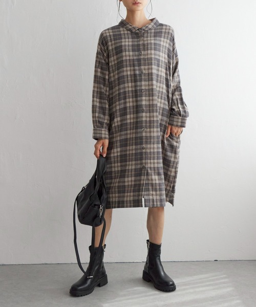 LBC（エルビーシー）の「コットンチェック3WAYワンピース（ワンピース・レディース・ベージュ/ブラック/ネイビー・L/M）」の4枚目の写真