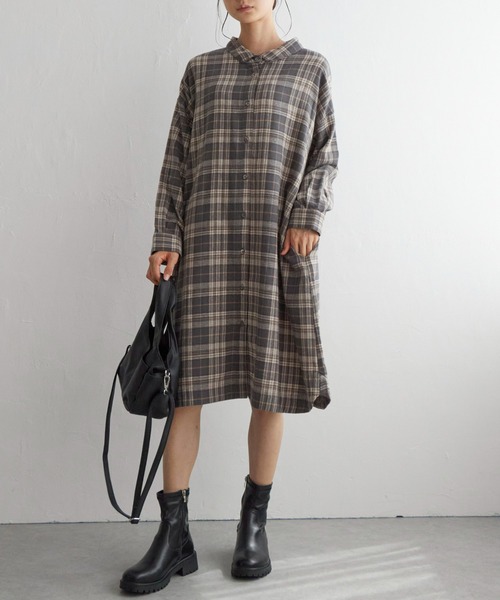 LBC（エルビーシー）の「コットンチェック3WAYワンピース（ワンピース・レディース・ベージュ/ブラック/ネイビー・L/M）」の5枚目の写真