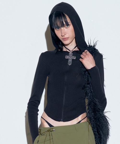 SCULPTOR（スカルプター）の「Bow Silhouette Knit Zip-Up Hoodie/ボウ