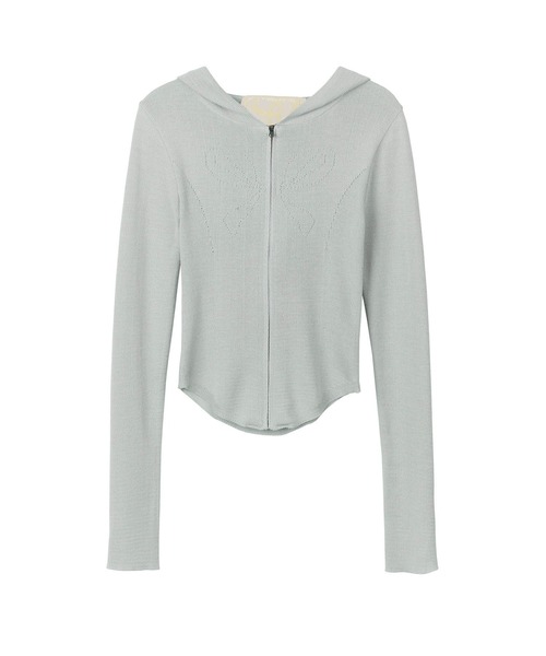 SCULPTOR（スカルプター）の「Bow Silhouette Knit Zip-Up Hoodie/ボウ