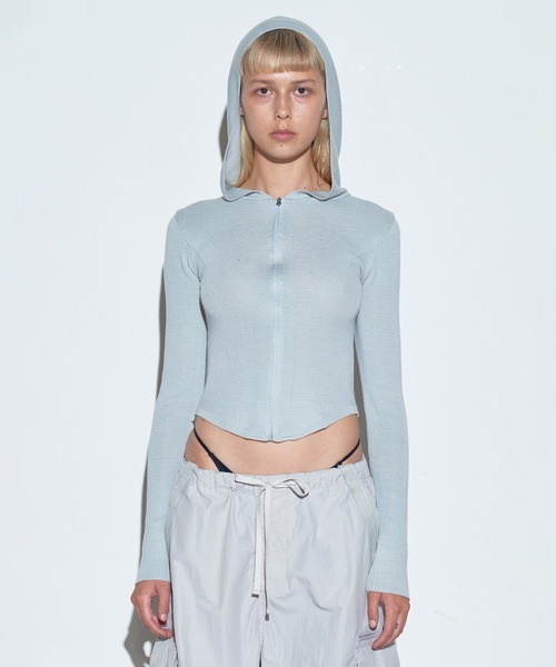 SCULPTOR（スカルプター）の「Bow Silhouette Knit Zip-Up Hoodie/ボウ