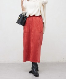 スエード×リブナロースカート