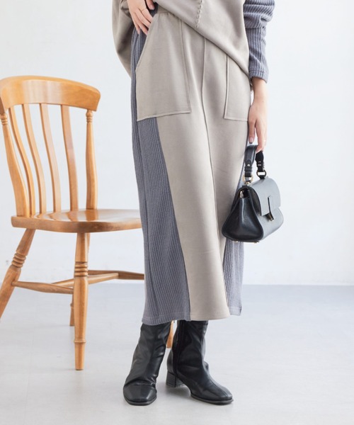 Chez toi（シェトワ）の「スエード×リブナロースカート（スカート・レディース・ブラック/グレイッシュベージュ/モカ/オレンジ・FREE）」の10枚目の写真