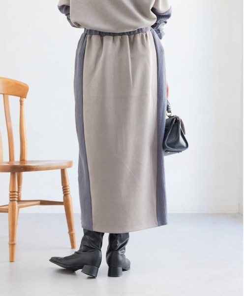 Chez toi（シェトワ）の「スエード×リブナロースカート（スカート・レディース・ブラック/グレイッシュベージュ/モカ/オレンジ・FREE）」の12枚目の写真