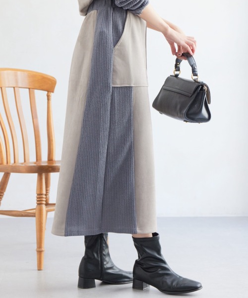 Chez toi（シェトワ）の「スエード×リブナロースカート（スカート・レディース・ブラック/グレイッシュベージュ/モカ/オレンジ・FREE）」の16枚目の写真