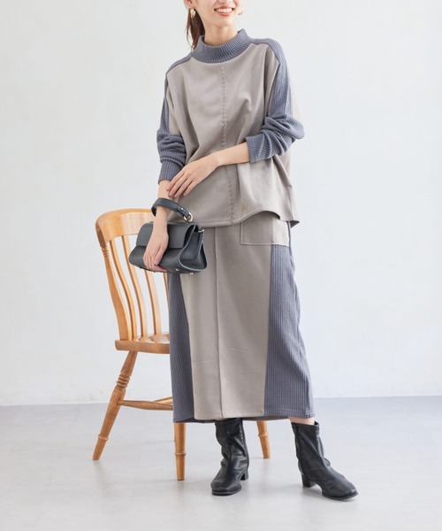 Chez toi（シェトワ）の「スエード×リブナロースカート（スカート・レディース・ブラック/グレイッシュベージュ/モカ/オレンジ・FREE）」の18枚目の写真