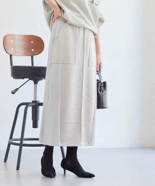 Chez toi（シェトワ）の「スエード×リブナロースカート（スカート・レディース・ブラック/グレイッシュベージュ/モカ/オレンジ・FREE）」の21枚目の写真