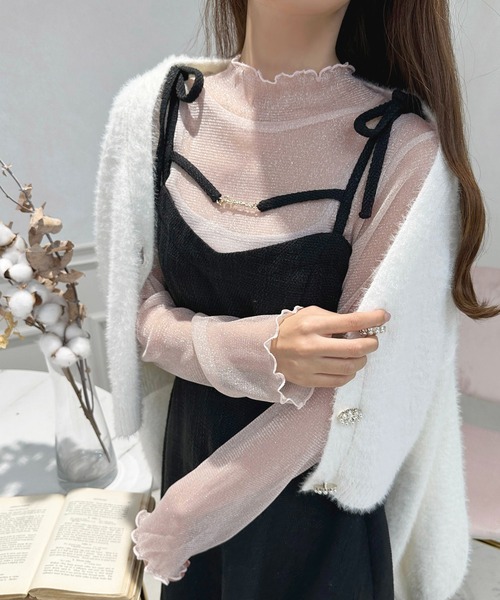 apres jour(アプレジュール)の「ラメシアートップス【ZOZOTOWN限定アイテム】(シャツ/ブラウス・レディース・ピンクベージュ/ライトブルー/ブラック/イエロー/オフホワイト・フリー/X-LARGE)」の5枚目の写真