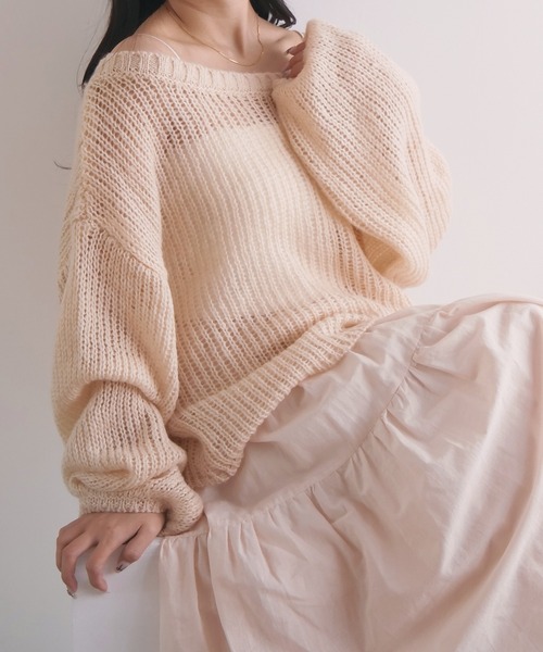 muguet（ミュゲ）の「ローゲージニット（ニット/セーター・レディース・ベビーピンク/ピンク/アイボリー・FREE）」の2枚目の写真