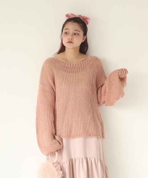 muguet（ミュゲ）の「ローゲージニット（ニット/セーター・レディース・ベビーピンク/ピンク/アイボリー・FREE）」の15枚目の写真