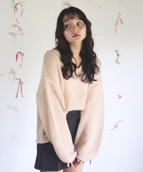 muguet（ミュゲ）の「ローゲージニット（ニット/セーター・レディース・ベビーピンク/ピンク/アイボリー・FREE）」の6枚目の写真