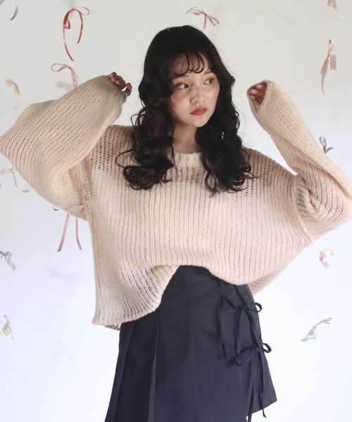 muguet（ミュゲ）の「ローゲージニット（ニット/セーター・レディース・ベビーピンク/ピンク/アイボリー・FREE）」の7枚目の写真