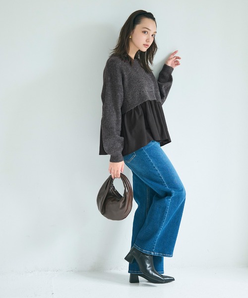 coca（coca）（コカ）の「【WEB限定セール】ドッキングギャザーニット（ニット/セーター・レディース・ライトベージュ/ブラック/その他1/チャコール/ネイビー・M/L/S）」の20枚目の写真