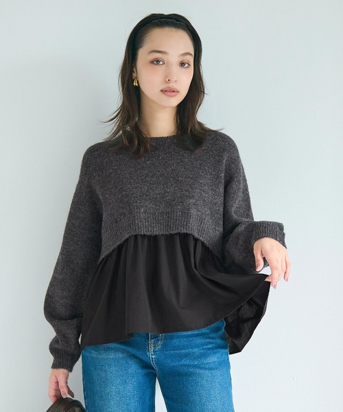 coca（coca）（コカ）の「【WEB限定セール】ドッキングギャザーニット（ニット/セーター・レディース・ライトベージュ/ブラック/その他1/チャコール/ネイビー・M/L/S）」の19枚目の写真