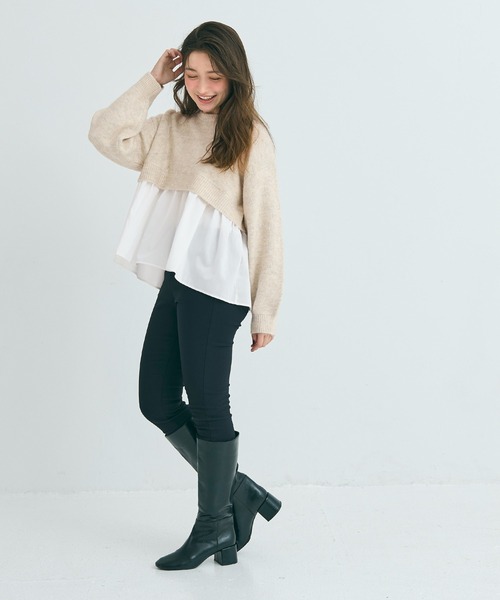 coca（coca）（コカ）の「【WEB限定セール】ドッキングギャザーニット（ニット/セーター・レディース・ライトベージュ/ブラック/その他1/チャコール/ネイビー・M/L/S）」の18枚目の写真