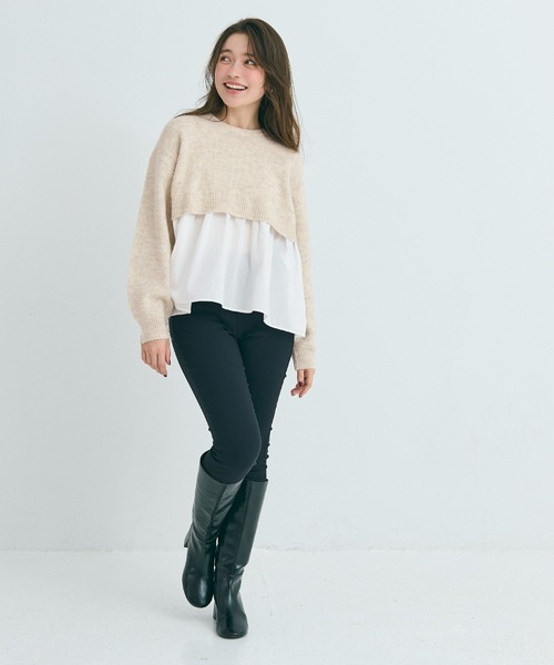 coca（coca）（コカ）の「【WEB限定セール】ドッキングギャザーニット（ニット/セーター・レディース・ライトベージュ/ブラック/その他1/チャコール/ネイビー・M/L/S）」の16枚目の写真