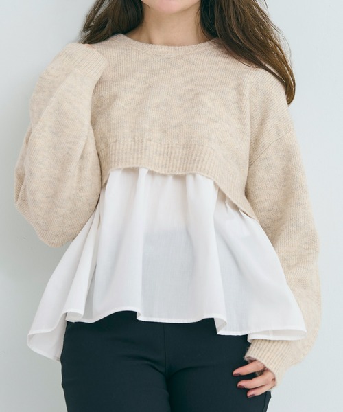 coca（coca）（コカ）の「【WEB限定セール】ドッキングギャザーニット（ニット/セーター・レディース・ライトベージュ/ブラック/その他1/チャコール/ネイビー・M/L/S）」の14枚目の写真