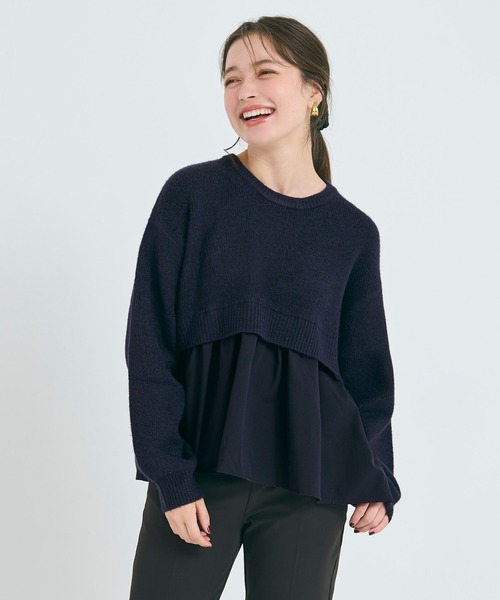 coca（coca）（コカ）の「【WEB限定セール】ドッキングギャザーニット（ニット/セーター・レディース・ライトベージュ/ブラック/その他1/チャコール/ネイビー・M/L/S）」の12枚目の写真