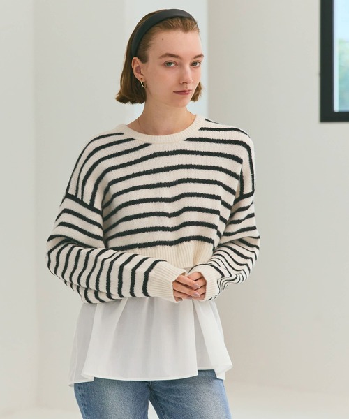 coca（coca）（コカ）の「【WEB限定セール】ドッキングギャザーニット（ニット/セーター・レディース・ライトベージュ/ブラック/その他1/チャコール/ネイビー・M/L/S）」の6枚目の写真