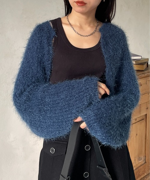 Thevon（ゼボン）の「シャギーボレロカーディガン（カーディガン/ボレロ・レディース・ピンク/ライトベージュ/ネイビー/グレー・FREE）」の19枚目の写真