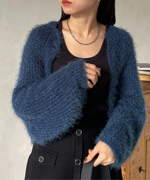 Thevon（ゼボン）の「シャギーボレロカーディガン（カーディガン/ボレロ・レディース・ピンク/ライトベージュ/ネイビー/グレー・FREE）」の21枚目の写真