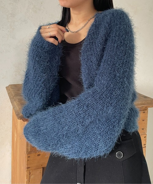 Thevon（ゼボン）の「シャギーボレロカーディガン（カーディガン/ボレロ・レディース・ピンク/ライトベージュ/ネイビー/グレー・FREE）」の22枚目の写真