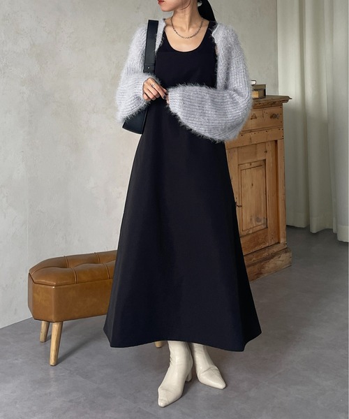 Thevon（ゼボン）の「シャギーボレロカーディガン（カーディガン/ボレロ・レディース・ピンク/ライトベージュ/ネイビー/グレー・FREE）」の11枚目の写真