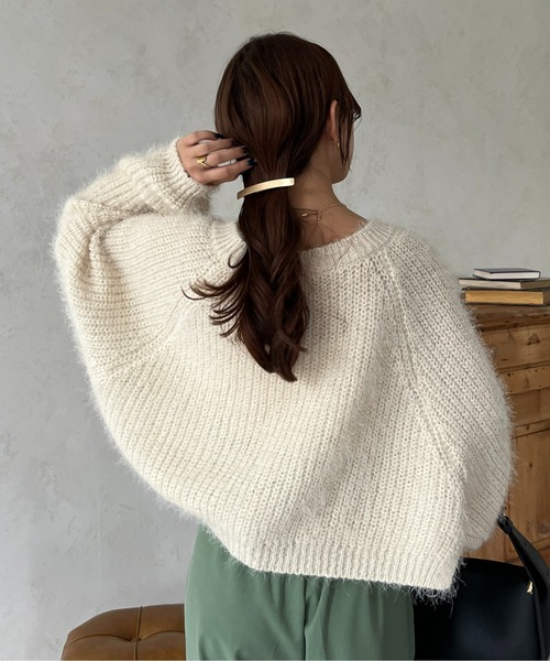 Thevon（ゼボン）の「シャギーボレロカーディガン（カーディガン/ボレロ・レディース・ピンク/ライトベージュ/ネイビー/グレー・FREE）」の15枚目の写真