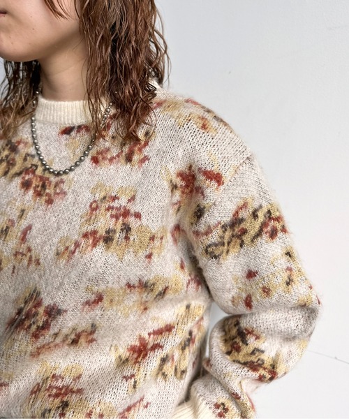 CPCM（シーピーシーエム）の「ぼかし花柄シャギーニット（ニット/セーター・レディース・アイボリー/グリーン/ブラウン/ネイビー・FREE）」の20枚目の写真