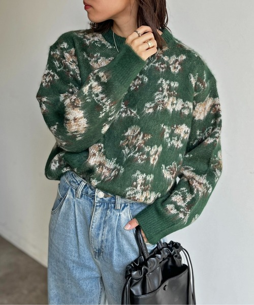 CPCM（シーピーシーエム）の「ぼかし花柄シャギーニット（ニット/セーター・レディース・アイボリー/グリーン/ブラウン/ネイビー・FREE）」の12枚目の写真