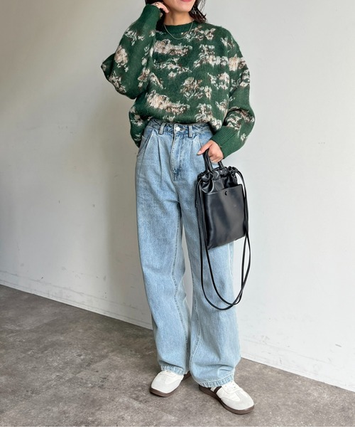 CPCM（シーピーシーエム）の「ぼかし花柄シャギーニット（ニット/セーター・レディース・アイボリー/グリーン/ブラウン/ネイビー・FREE）」の6枚目の写真