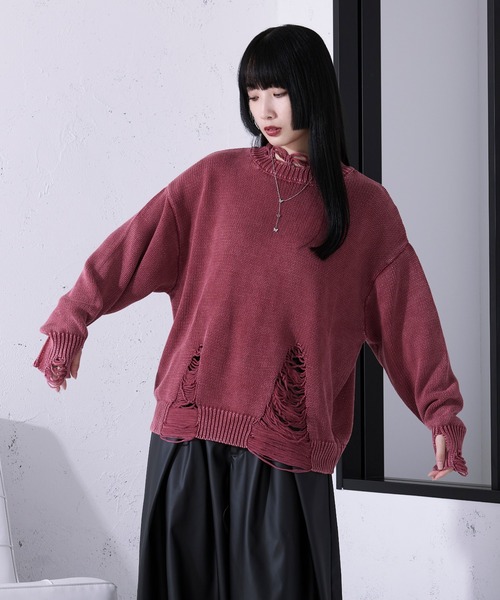 Ellno Loset（エルノロゼット）の「ダメージストーンウォッシュニット