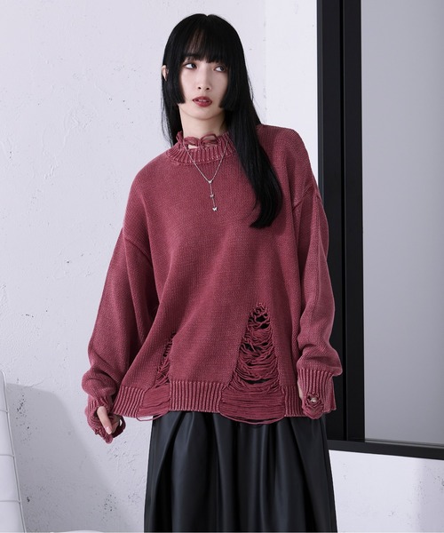 Ellno Loset（エルノロゼット）の「ダメージストーンウォッシュニット