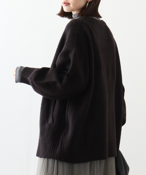 atONE（アットワン）の「atONE クルーネックふわふわニットカーディガン（カーディガン/ボレロ・レディース・アイボリー/ブラウン/ライトグレー/ブラック・M～Ｌ/LL～3L/4L～5L）」の12枚目の写真
