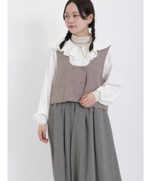 Samansa Mos2(サマンサ モスモス)の「【ETHICALCRAFTS】リサイクルリネン混ベスト(ベスト・レディース・キナリ/ブラック/モカ・F)」の4枚目の写真