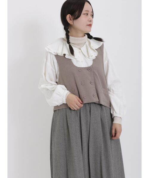 Samansa Mos2(サマンサ モスモス)の「【ETHICALCRAFTS】リサイクルリネン混ベスト(ベスト・レディース・キナリ/ブラック/モカ・F)」の5枚目の写真