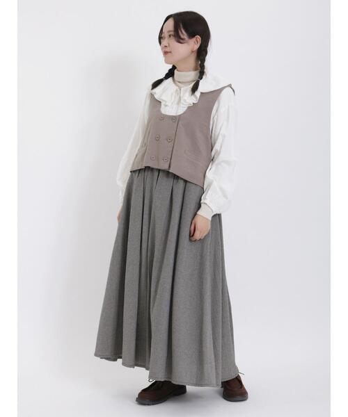 sm2 ◾️立川限定▪️リネンダブルフリル2wayベスト▪️チャコール サマンサモスモス 立川限定 リネンダブルフリル2wayベスト チャコール