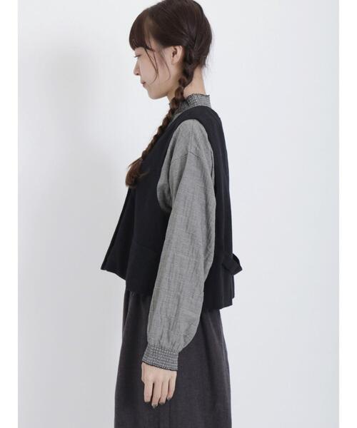 Samansa Mos2(サマンサ モスモス)の「【ETHICALCRAFTS】リサイクルリネン混ベスト(ベスト・レディース・キナリ/ブラック/モカ・F)」の14枚目の写真