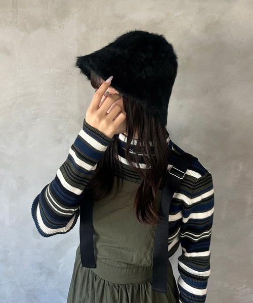 kutir（クティール）の「シャギーバケハ（ハット・レディース・ホワイト/ブラック/ブラウン・FREE）」の2枚目の写真