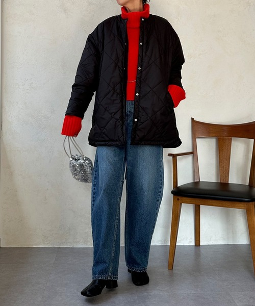 DouDou(ドゥドゥ)の「リバーシブルキルティングハーフコート(ダウンジャケット/コート・レディース・ブラック/ライトグレー/オフホワイト・FREE)」の6枚目の写真