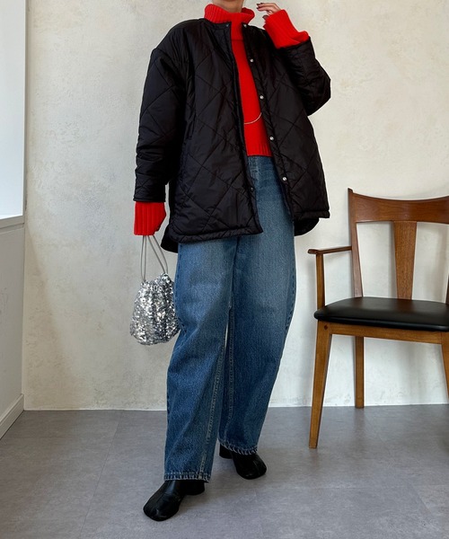 DouDou(ドゥドゥ)の「リバーシブルキルティングハーフコート(ダウンジャケット/コート・レディース・ブラック/ライトグレー/オフホワイト・FREE)」の8枚目の写真