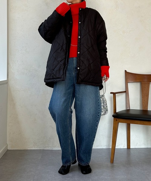 DouDou(ドゥドゥ)の「リバーシブルキルティングハーフコート(ダウンジャケット/コート・レディース・ブラック/ライトグレー/オフホワイト・FREE)」の10枚目の写真