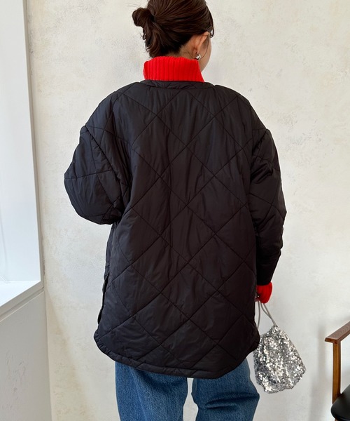 DouDou(ドゥドゥ)の「リバーシブルキルティングハーフコート(ダウンジャケット/コート・レディース・ブラック/ライトグレー/オフホワイト・FREE)」の12枚目の写真