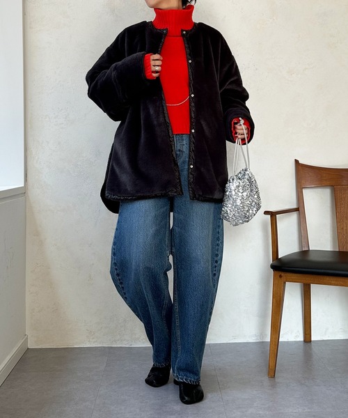 DouDou(ドゥドゥ)の「リバーシブルキルティングハーフコート(ダウンジャケット/コート・レディース・ブラック/ライトグレー/オフホワイト・FREE)」の18枚目の写真