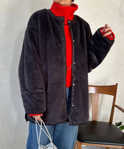 DouDou(ドゥドゥ)の「リバーシブルキルティングハーフコート(ダウンジャケット/コート・レディース・ブラック/ライトグレー/オフホワイト・FREE)」の20枚目の写真