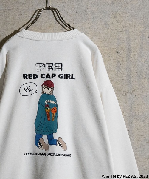 Red Cap Girl(レッドキャプガール)の「【1】〔PEZ×RedCapGirl〕イラスト刺繍&プリント オーバーサイズスウェット(スウェット・メンズ・アイボリー/ダークグレー/ネイビー/アッシュグレー・MEDIUM/LARGE)」の2枚目の写真