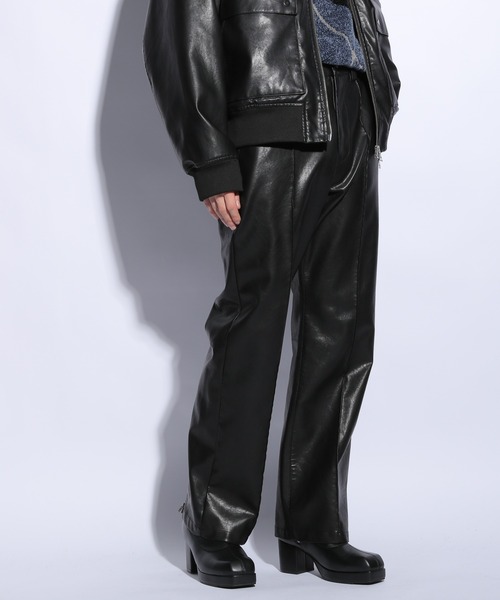 HARE（ハレ）の「ウォッシュフェイクレザーZIPパンツ(HARE)（その他パンツ・メンズ・グレー/ブラック・SMALL/MEDIUM）」の14枚目の写真