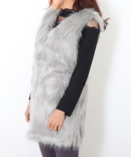 Miniministore(ミニミニストア)の「ファー ベスト レディース ジレ ファ(ベスト・レディース・ブラック/グレー/ブラウン/ホワイト・M)」の14枚目の写真